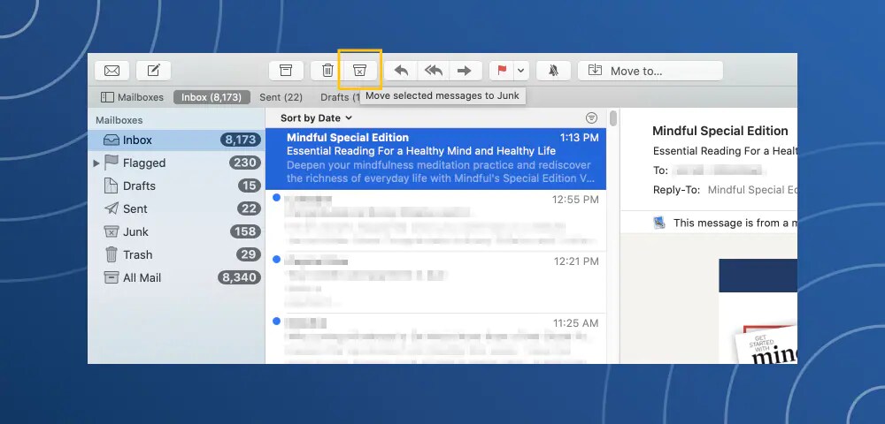 how to mark spam in apple mail